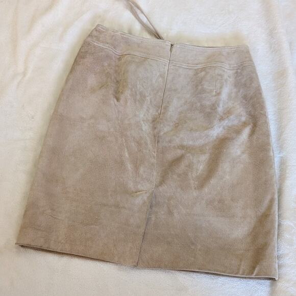 Doncaster Tan Suede Leather Tie Waist Straight Pencil Short Skirt, size 6 - Picture 4 of 9